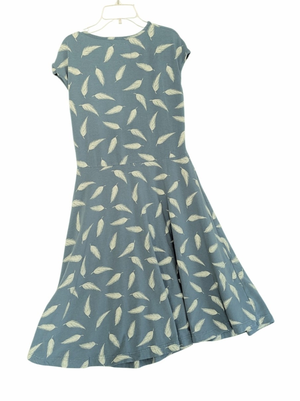 🪶 Effie's Heart Blue Feather Print Faux Wrap Fit & Flare Dress, XL 🪶 - Picture 4 of 4